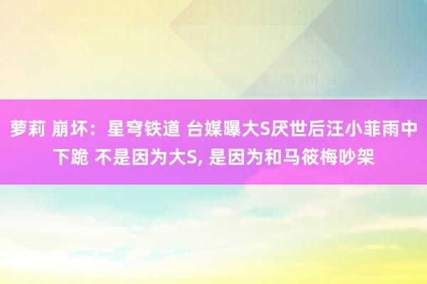萝莉 崩坏：星穹铁道 台媒曝大S厌世后汪小菲雨中下跪 不是因为大S， 是因为和马筱梅吵架