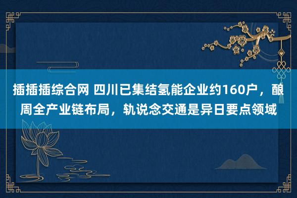 插插插综合网 四川已集结氢能企业约160户，酿周全产业链布局，轨说念交通是异日要点领域