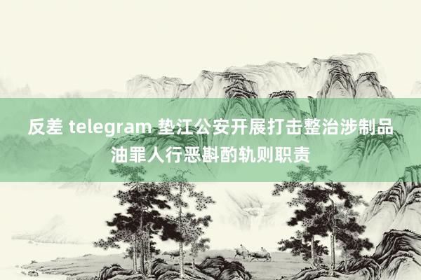 反差 telegram 垫江公安开展打击整治涉制品油罪人行恶斟酌轨则职责