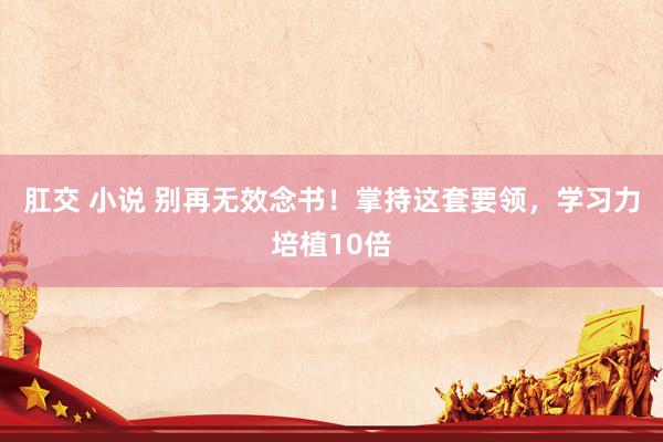 肛交 小说 别再无效念书！掌持这套要领，学习力培植10倍